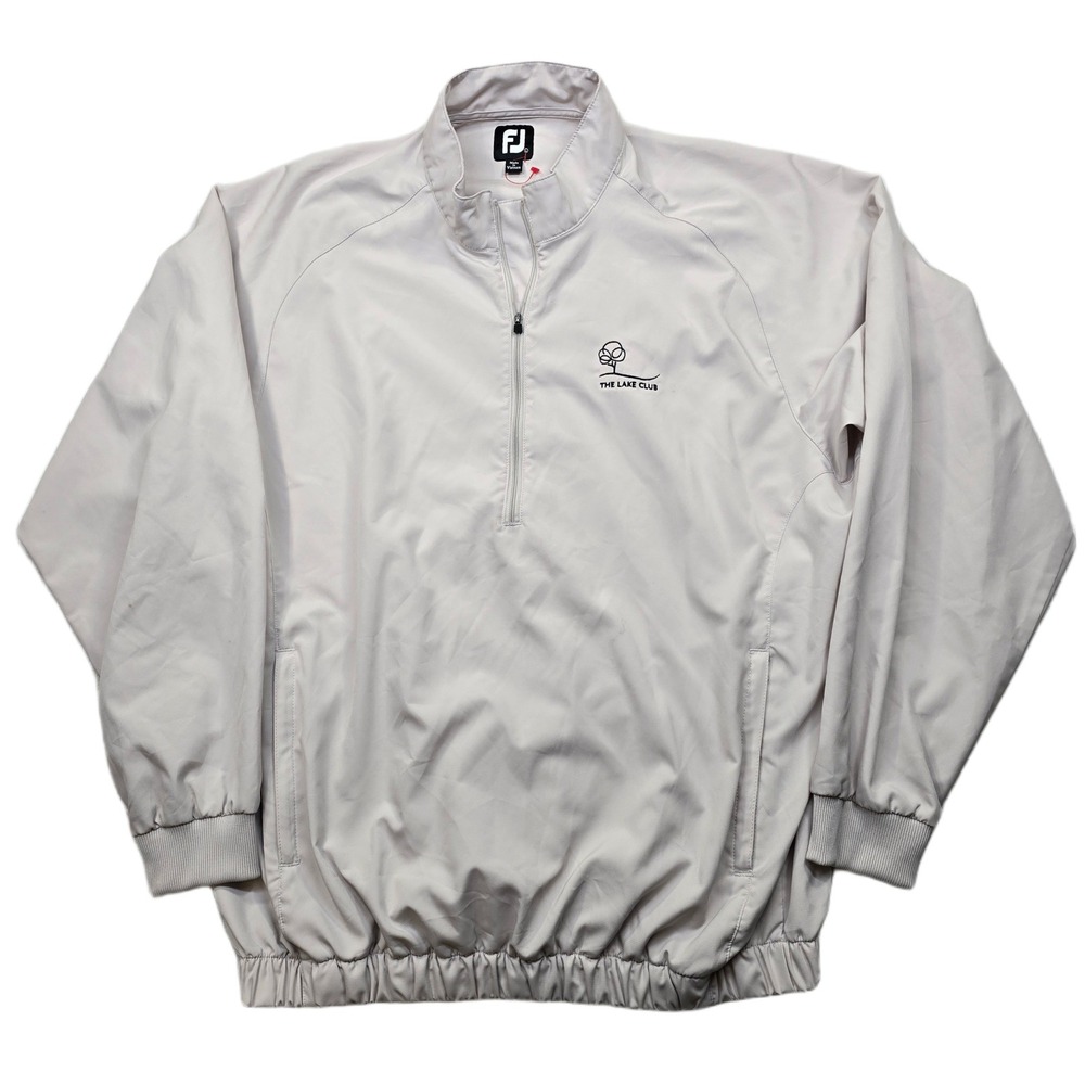 FootJoy FJ Golf Pullover Mens Large Beige 1/4 Zip Windbreaker‎ The Lake Club